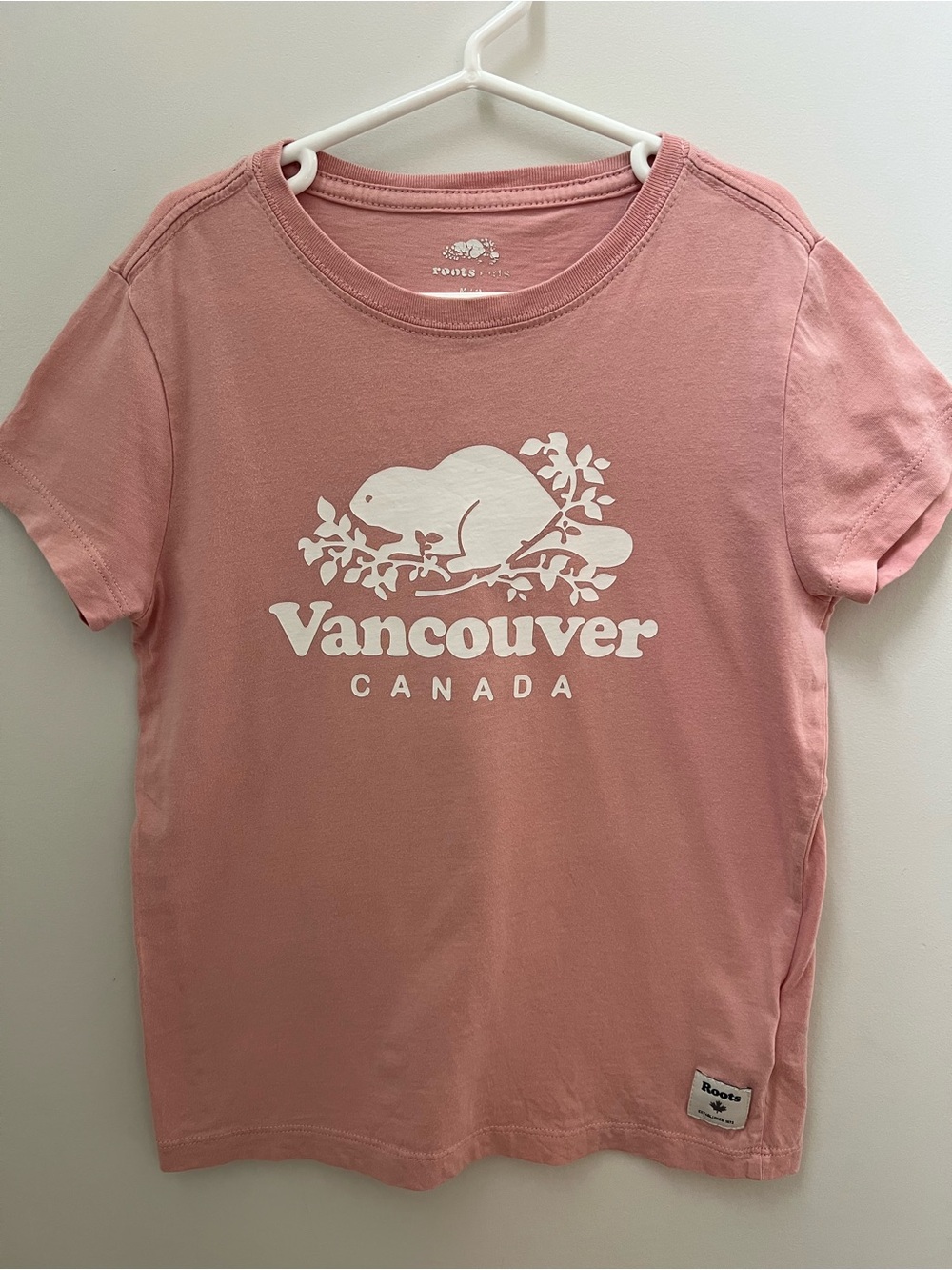 Roots Pink Vancouver Canada Beaver Graphic Tee